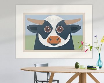 Vache Blaarkop noire et blanche heureuse sur DE BATS designs