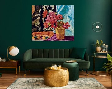 Anemonen und Blumentopf mit Wandbehang, Louis Valtat