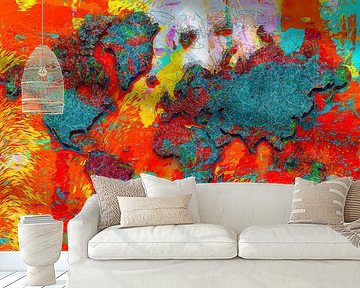 Kleurrijke kaart van de wereld