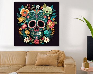 Versierde schedel of doodshoofd - Allerzielen van Vlindertuin-Art