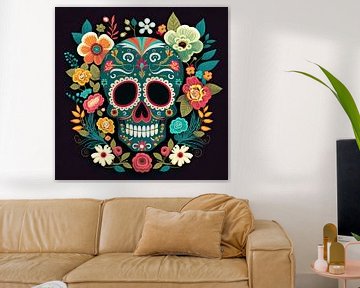 Decorated skull or skull by Vlindertuin Art