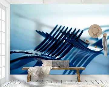 Vijf stalen vorken op een reflecterend oppervlak van Andreas Berheide Photography