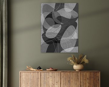 Formes organiques noires et blanches. Art géométrique rétro abstrait moderne sur Dina Dankers