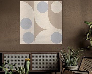 Art moderne abstrait minimaliste avec des formes géométriques en beige, blanc et gris. sur Dina Dankers