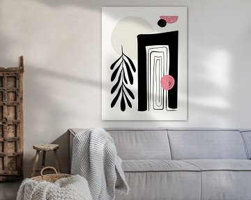 Moderne abstracte vormen in roze en zwart van Studio Allee