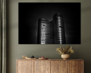 Black-and-white minimalism photo of the Rabotoren "De Verrekijker" in Utrecht by Phillipson Photography