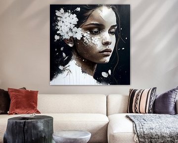 Girl with white flowers van Bianca ter Riet