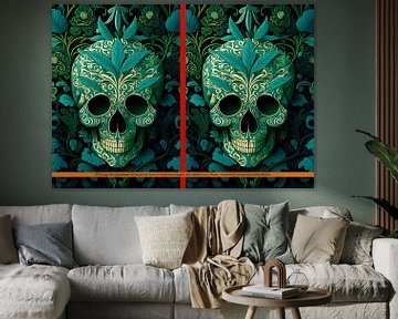 Groene schedel collage van Vlindertuin