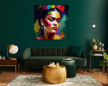 Farbenfrohes Gemälde von Frida