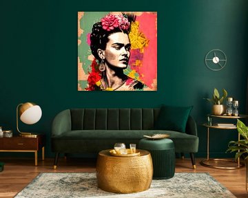 Retro collage of Frida, pop art