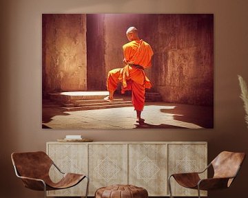 Shaolin Mönch im Tempel,Illustration von Animaflora PicsStock
