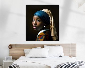 Donker meisje met de parel, naar Johannes Vermeer van Roger VDB