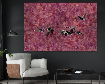 Flying Canada geese (art, Van Gogh style) by Art by Jeronimo