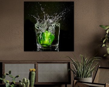 Splashfotografie-Groene paprika van Cora Deutekom