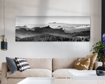 Panorama de montagne de Gran Canaria en noir et blanc . sur Manfred Voss, Schwarz-weiss Fotografie