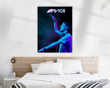 Avicii in Neon Lowpoly stijl van Yusuf Dedi Wijaya