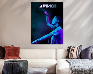 Avicii in Neon Lowpoly stijl van Yusuf Dedi Wijaya