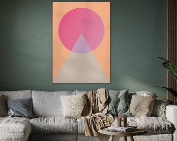 Geometrische vormen, minimalistisch, viva magenta van Studio Allee