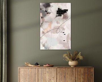 Abstract schilderij in aardetinten, beige en zwart van Studio Allee