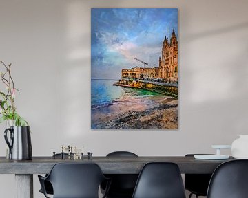 Malta Sliema Stadt Aquarellmalerei #malta von JBJart Justyna Jaszke