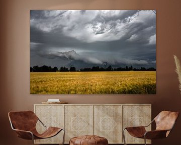 Threatening sky over wheat field by Hardhills-Chasers