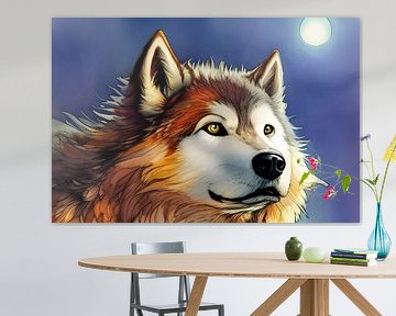 Urwolf im Mondlicht von Harmanna Digital Art