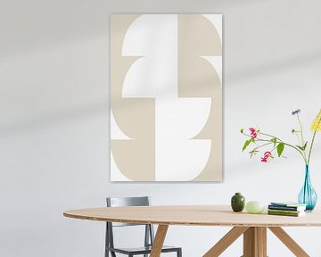 Modern abstract minimalist geometric shapes in beige and white 12 by Dina Dankers