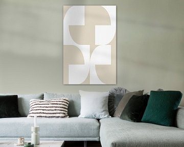 Modern abstract minimalist geometric shapes in beige and white 5 by Dina Dankers