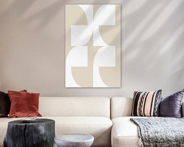 Modern abstract minimalist geometric shapes in beige and white 6 by Dina Dankers