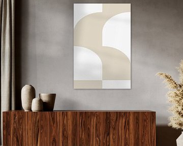Modern abstract minimalist geometric shapes in beige and white 1 by Dina Dankers