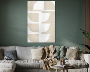 Modern abstract minimalist geometric shapes in beige and white 3 by Dina Dankers