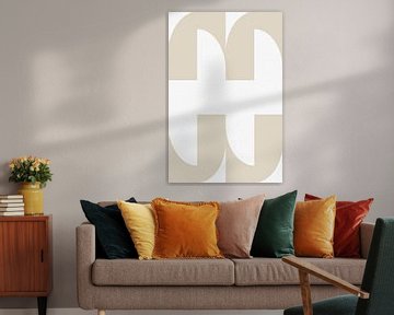 Modern abstract minimalist geometric shapes in beige and white 18 by Dina Dankers