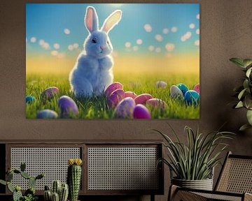 Lapin de Pâques avec des œufs, illustration