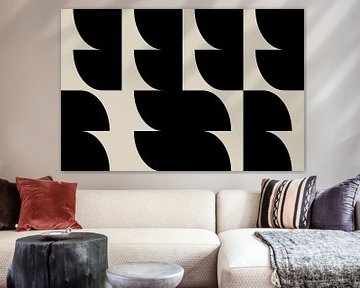 Modern abstract minimalist geometric  retro shapes in black and white 7 by Dina Dankers
