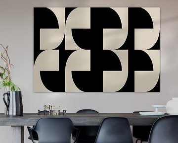 Modern abstract minimalist geometric  retro shapes in black and white 5 by Dina Dankers