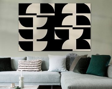 Moderne abstrakte minimalistische geometrische Retro-Formen in Schwarz und Weiß 3 von Dina Dankers