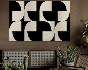 Modern abstract minimalist geometric  retro shapes in black and white 4 by Dina Dankers