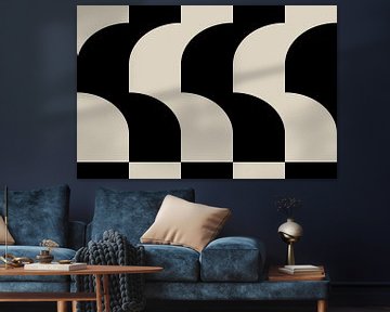 Moderne abstracte minimalistische geometrische retro vormen in zwart en wit 1 van Dina Dankers