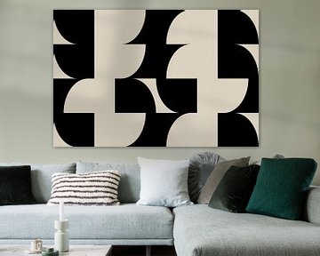 Modern abstract minimalist geometric  retro shapes in black and white 9 by Dina Dankers