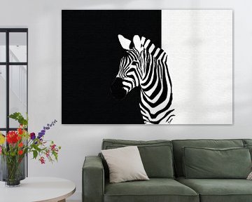 Minimalistisch zwart wit zebra portret van Maud De Vries