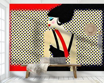 Pin up pop art portrait schwarz rot