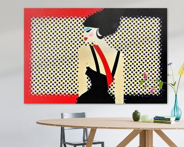 Pin up pop art portrait black red by Maud De Vries