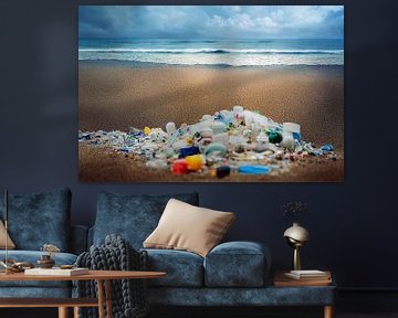 Plastic afval op een strand Illustratie van Animaflora PicsStock