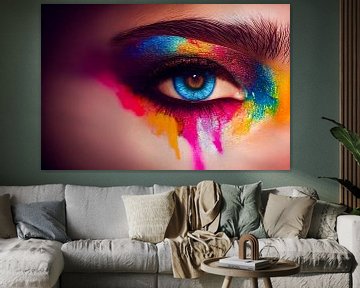 kleurrijke vrouw oog make-up, kunst illustratie 04 van Animaflora PicsStock