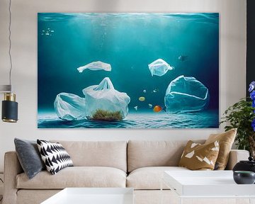 Plastic zakken in het water, illustratie van Animaflora PicsStock