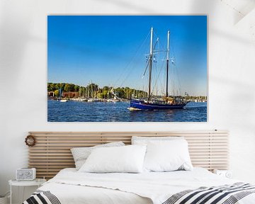 Sailing ship on the Warnow during the Hanse Sail in Rostock