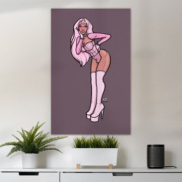 Amy Latex Chastity Femboy pinup by Yazva