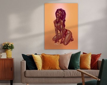 The Beach Gold, chastity femboy pinup