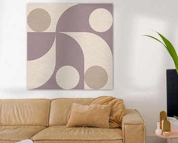 Moderne abstracte minimalistische retro kunst met geometrische vormen in roze, beige, wit van Dina Dankers