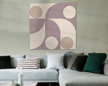 Art rétro moderne abstrait et minimaliste avec des formes géométriques en rose, beige et blanc. sur Dina Dankers